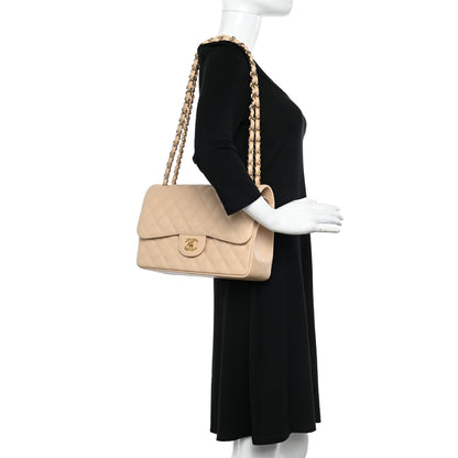 Chanel Caviar Quilted Jumbo Double Flap Light Beige 2 of 10