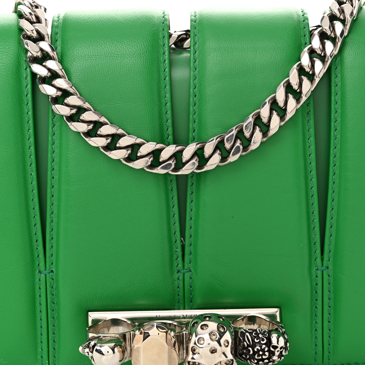 Alexander McQueen Calfskin Small Slash Bag Bright Green 1728830