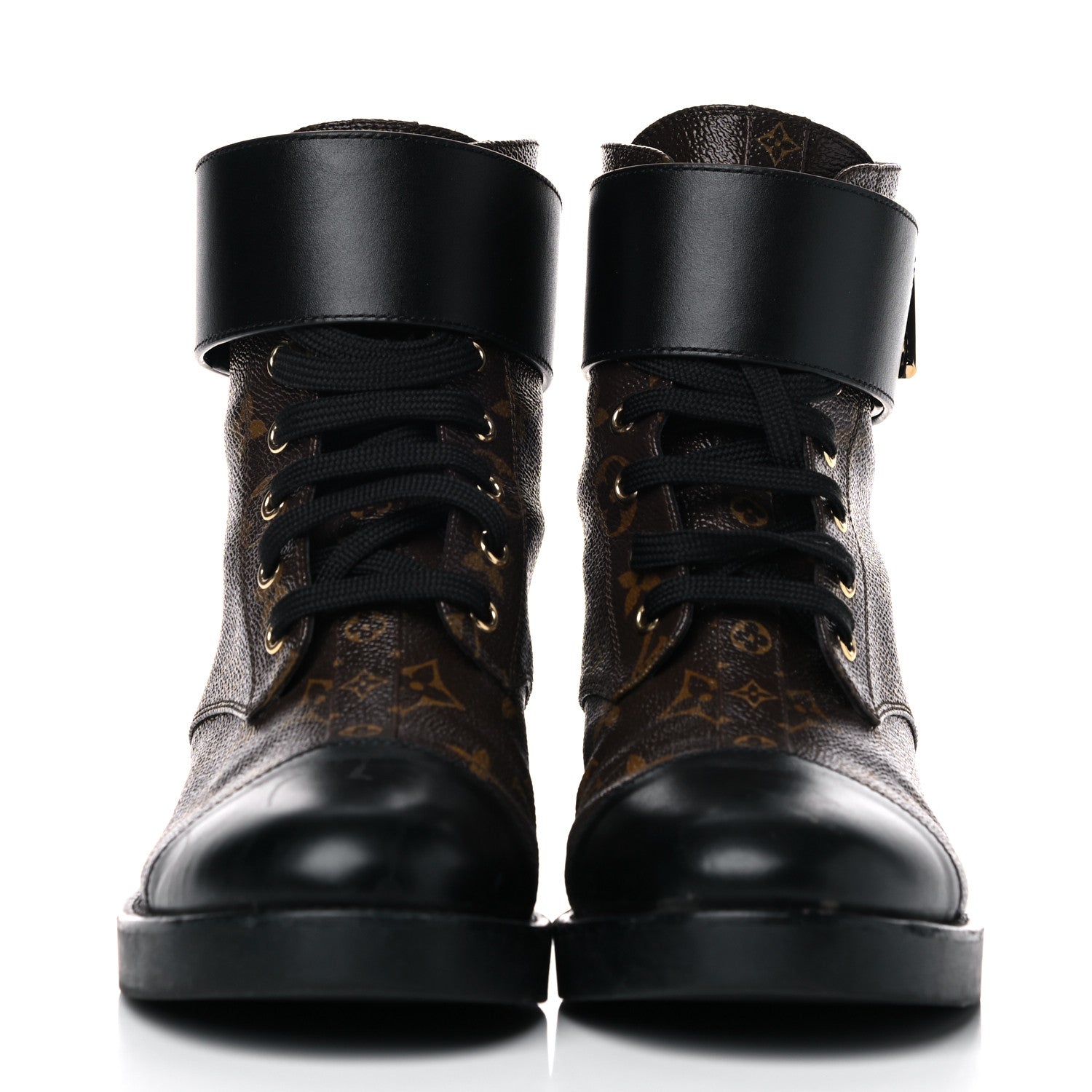 Louis Vuitton Calfskin Monogram Wonderland Flat Ranger Boots 39 Black 2 of 19