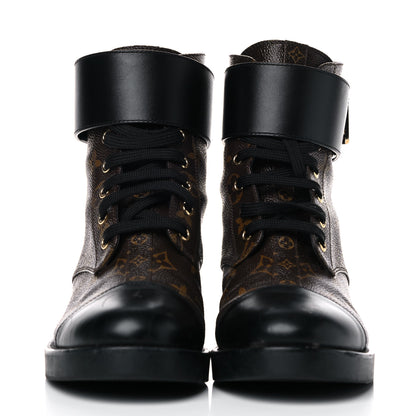Louis Vuitton Calfskin Monogram Wonderland Flat Ranger Boots 39 Black 2 of 19