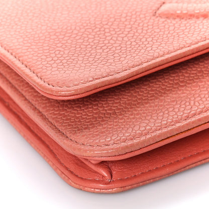 Chanel Caviar Timeless CC Wallet On Chain WOC Coral 9 of 17