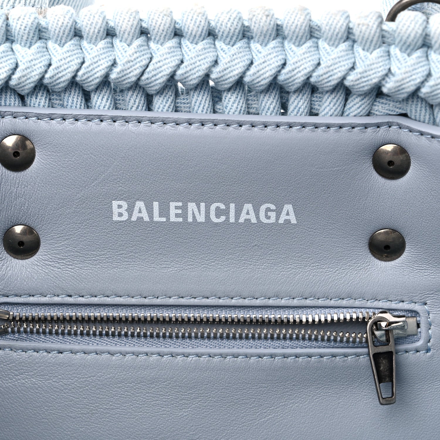 Balenciaga Washed Frayed Denim Braided XS Bistro Basket Blue 6 of 13