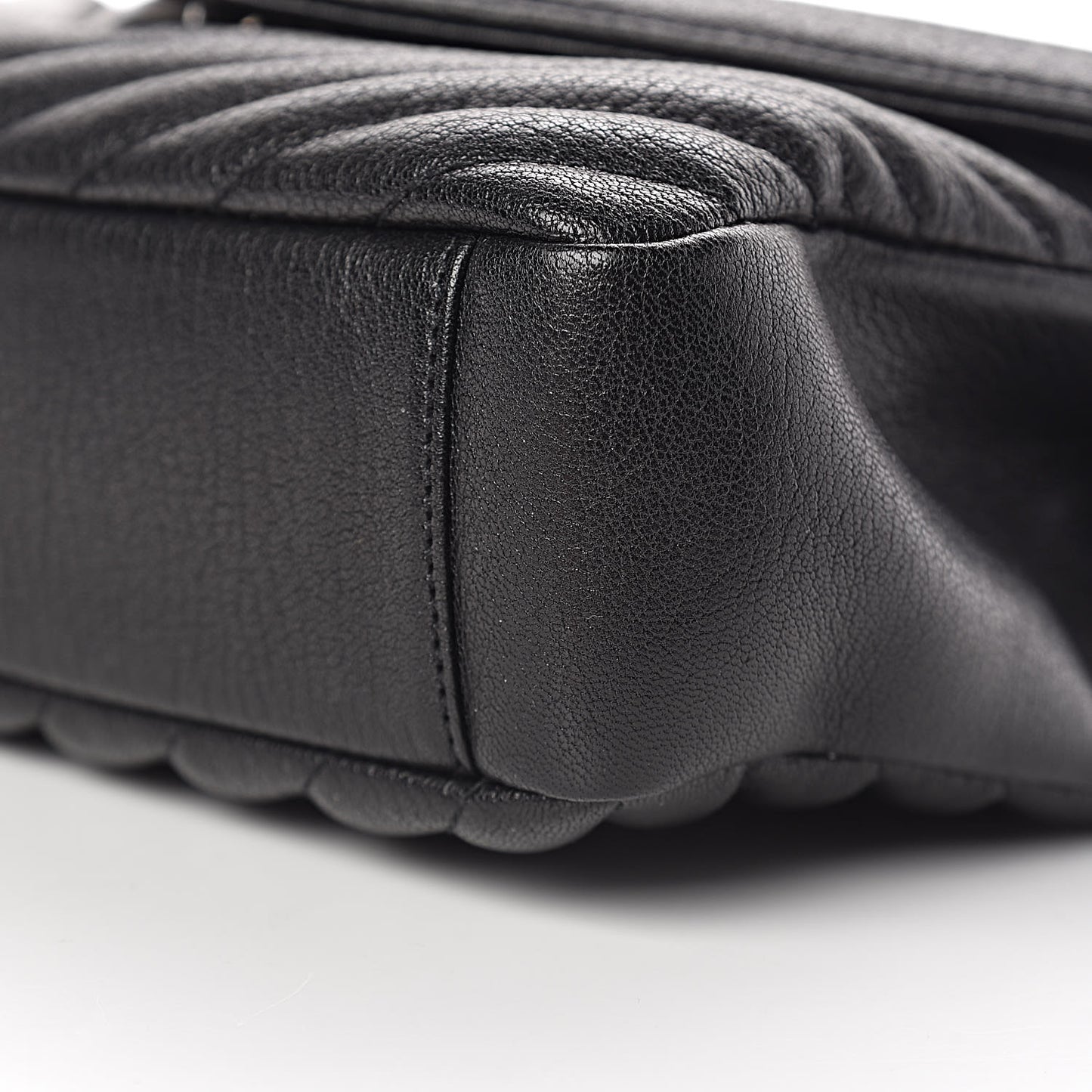 Sheepskin Matelasse Chevron Monogram Medium College Bag Black