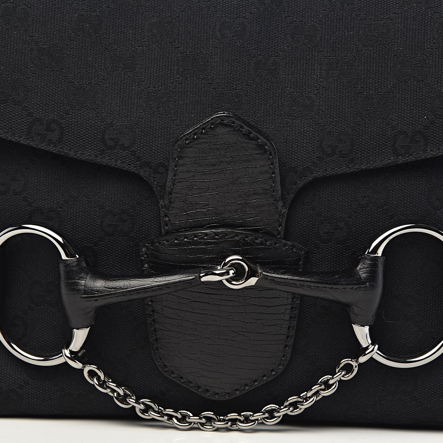 Monogram Horsebit Chain Flap Shoulder Bag Black