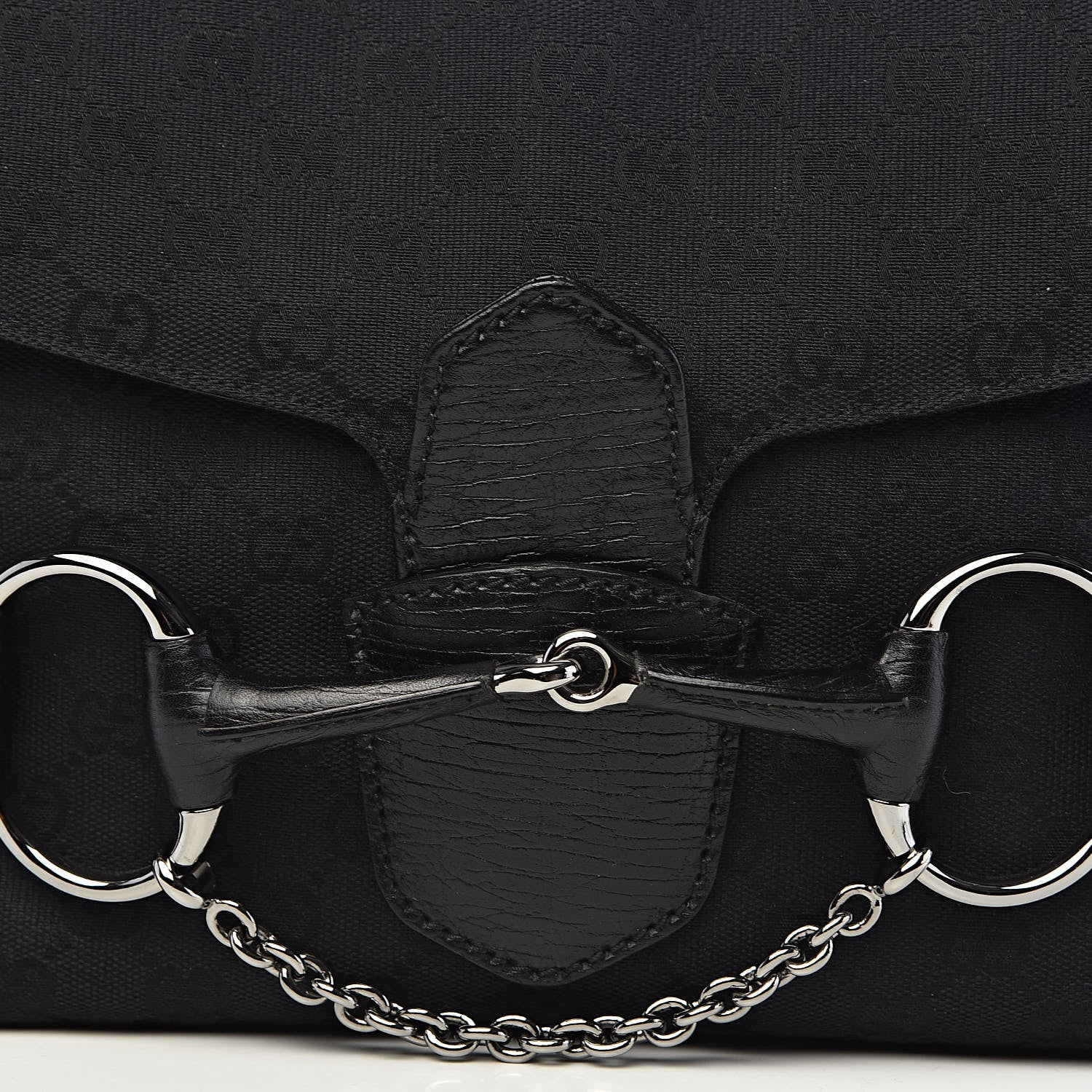 Gucci Monogram Horsebit Chain Flap Shoulder Bag Black 11 of 11