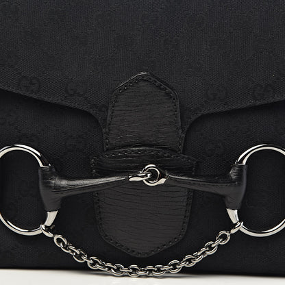 Gucci Monogram Horsebit Chain Flap Shoulder Bag Black 11 of 11