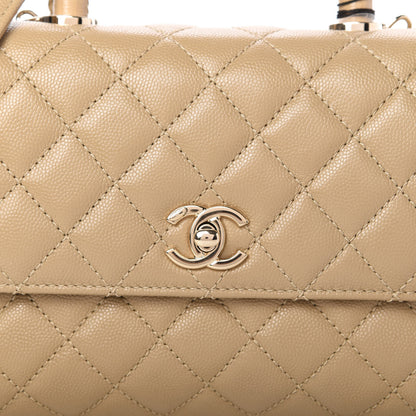 Chanel Caviar Lizard Embossed Quilted Mini Coco Handle Flap Dark Beige 10 of 11