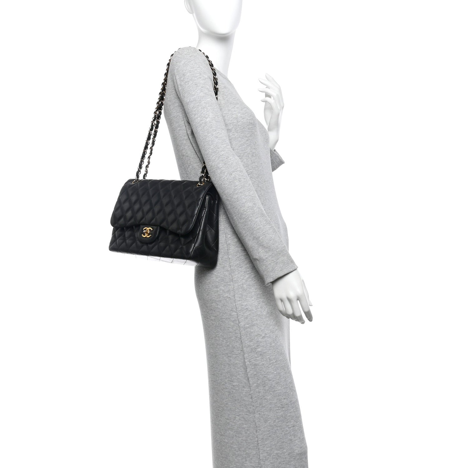 Chanel Lambskin Quilted Jumbo Double Flap Black 2 of 14