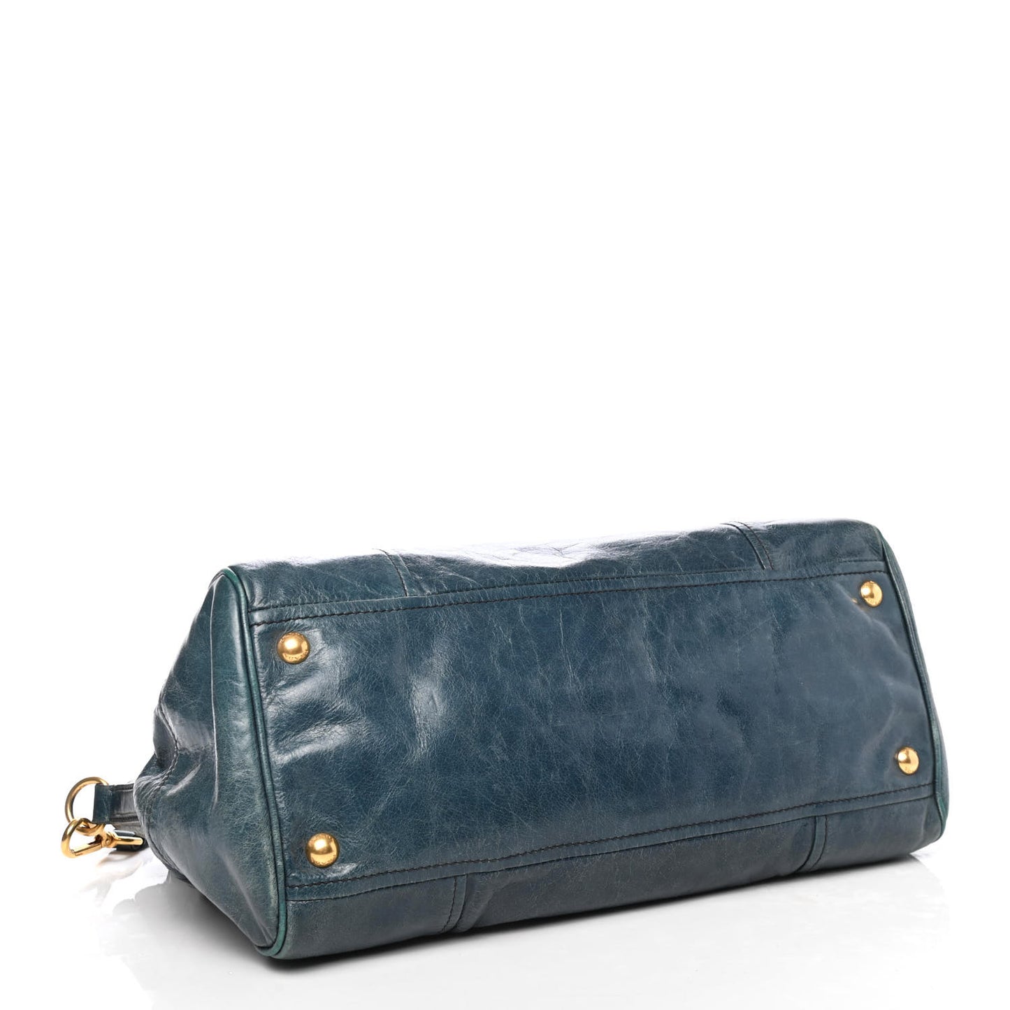 Vitello Shine Shopping Satchel Denim