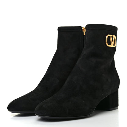 Valentino Garavani Suede VLogo Side Zip 45mm Ankle Boots 38 Black 3 of 8