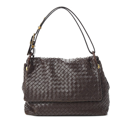 Bottega Veneta Nappa Intrecciato Flap Shoulder Bag Ebano 1 of 10