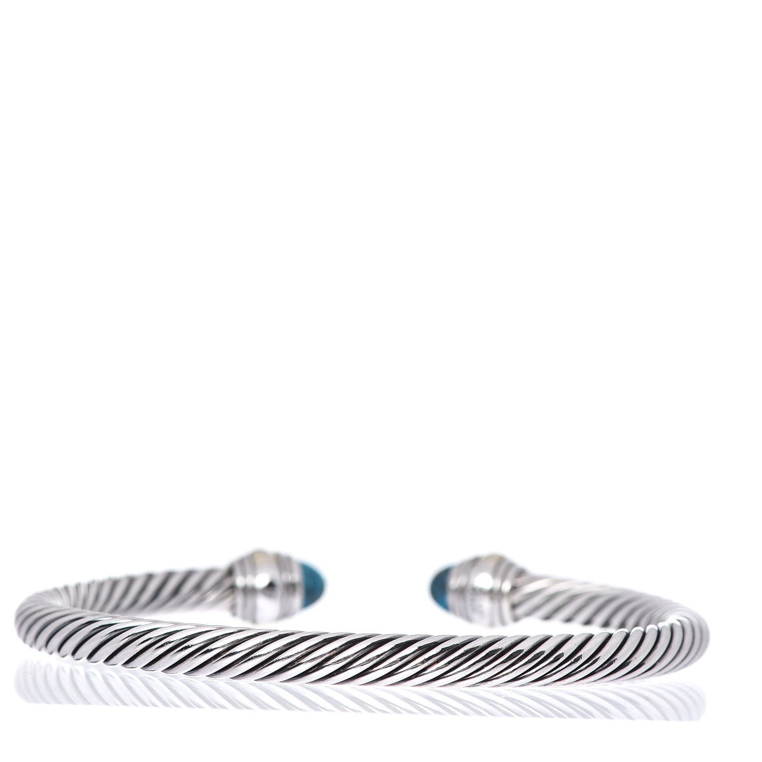 David Yurman Sterling Silver 14K Yellow Gold Turquoise 5mm Cable Classics Bracelet 3 of 4