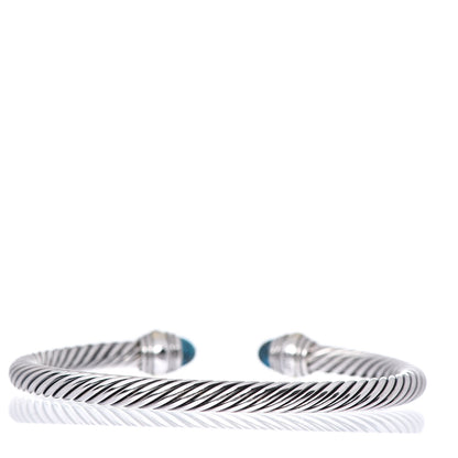 David Yurman Sterling Silver 14K Yellow Gold Turquoise 5mm Cable Classics Bracelet 3 of 4