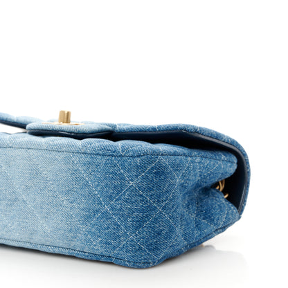 Chanel Washed Denim Quilted Mini Rectangular Flap Blue 11 of 12