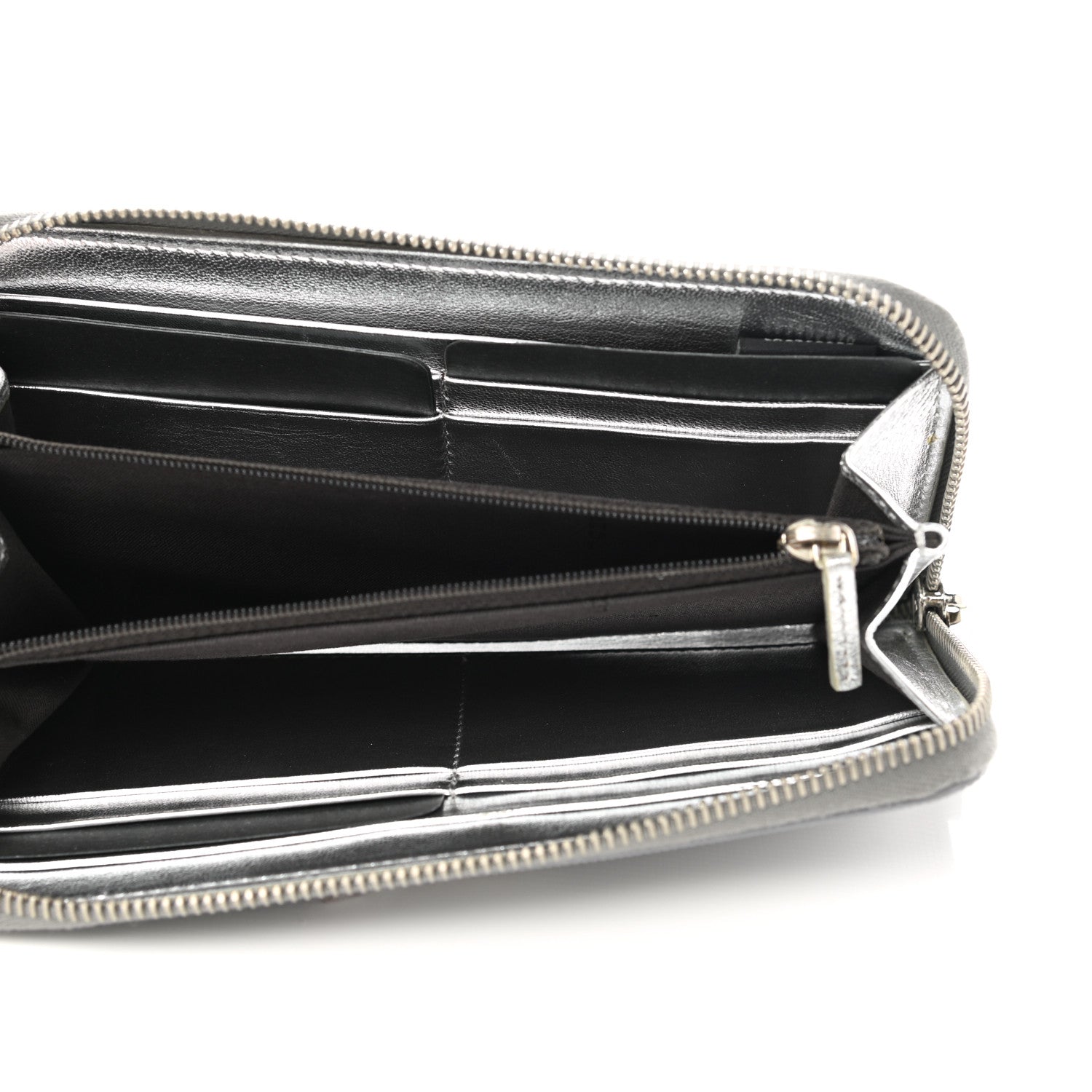 Fendi Vitello Lampo Zip Around Wallet Argento 5 of 8