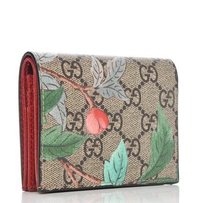Gucci GG Supreme Monogram Tian Card Case Beige Multicolor Red 3 of 8