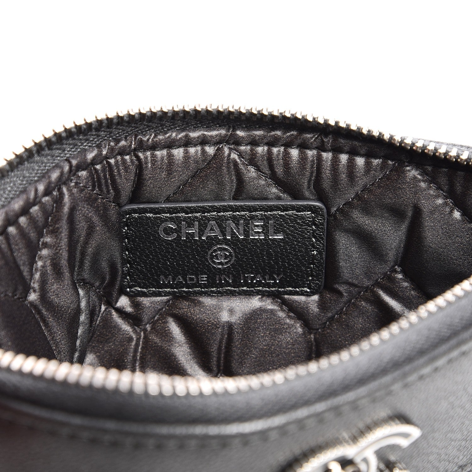 Chanel Metallic Sheepskin Quilted Small Pouch Dark Silver 6 of 8