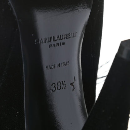 Saint Laurent Velluto Master Ostrich Yeti 110 Over The Knee Boots 38.5 Black 7 of 11
