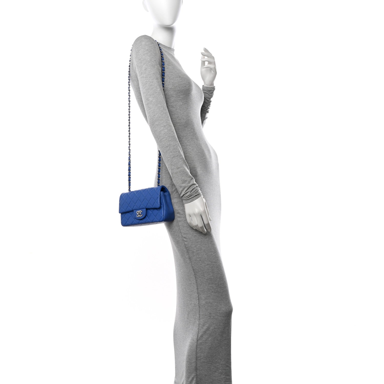 Chanel Lambskin Quilted Mini Rectangular Flap Light Blue 2 of 11