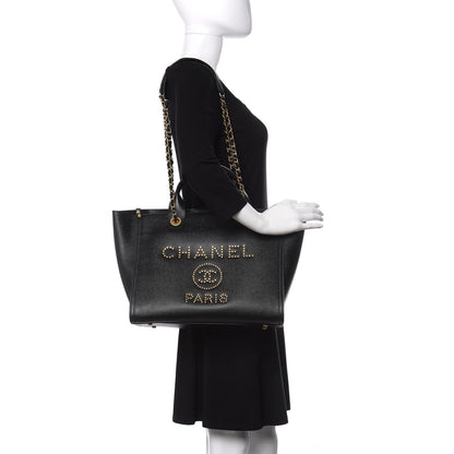 Chanel Caviar Small Studded Deauville Tote Black 2 of 10