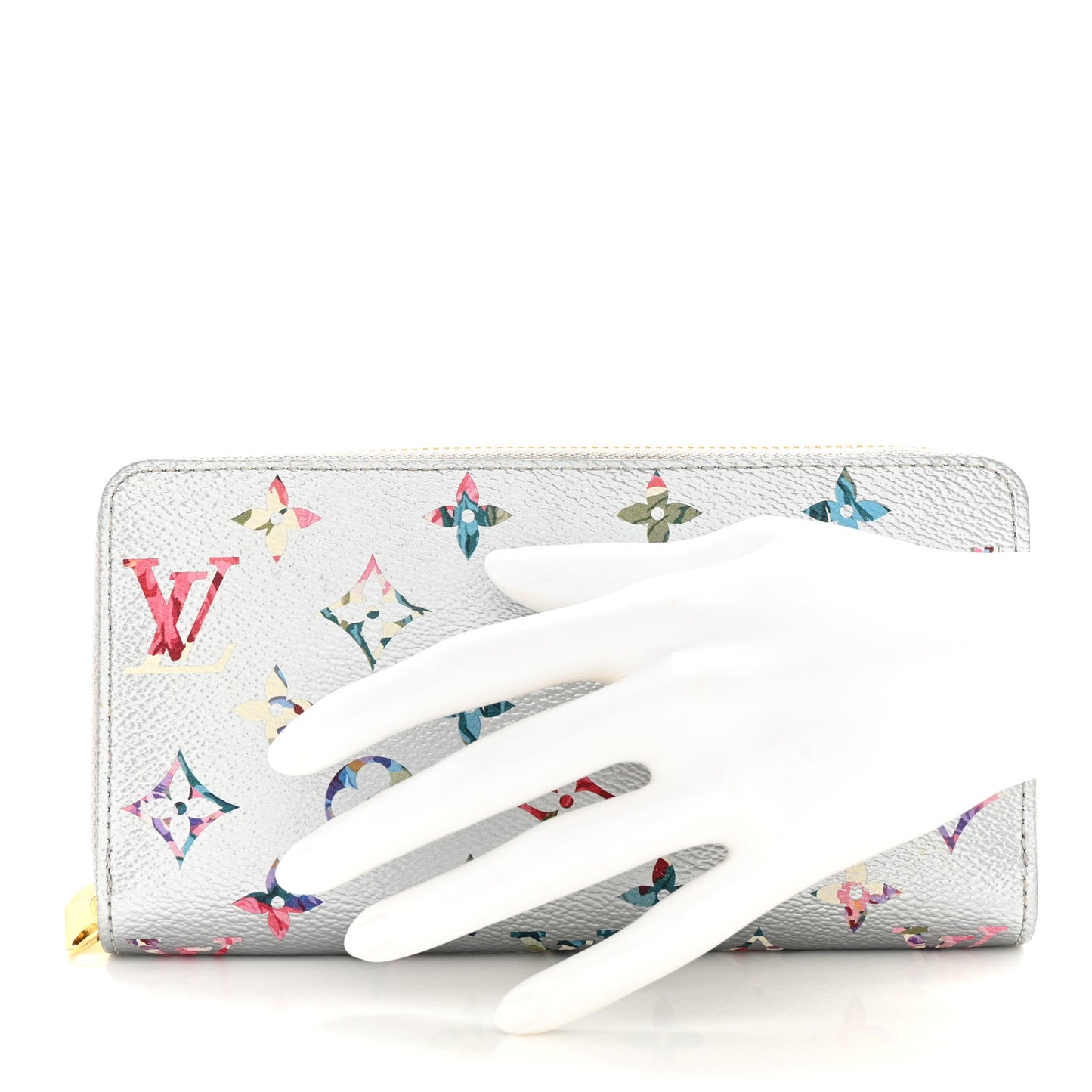 Metallic Monogram LV Garden Zippy Wallet Silver