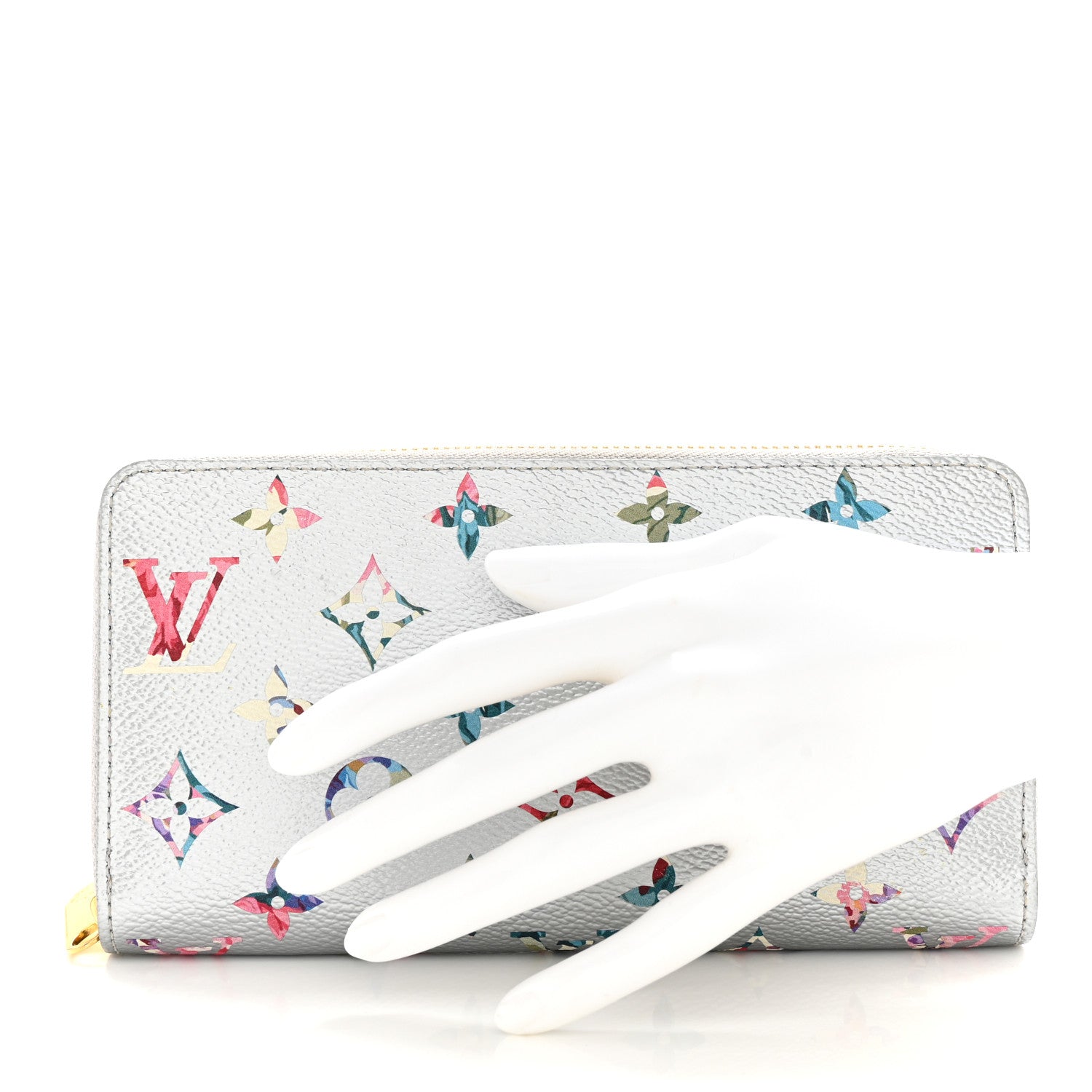 Louis Vuitton LOUIS VUITTON Metallic Monogram LV Garden Zippy Wallet Silver 2 of 10