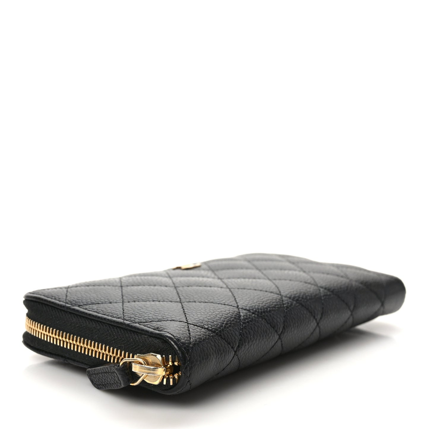 Caviar Quilted Large Gusset Zip Around Wallet Black