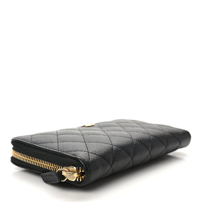 Chanel Caviar Quilted Large Gusset Zip Around Wallet Black 4 of 7