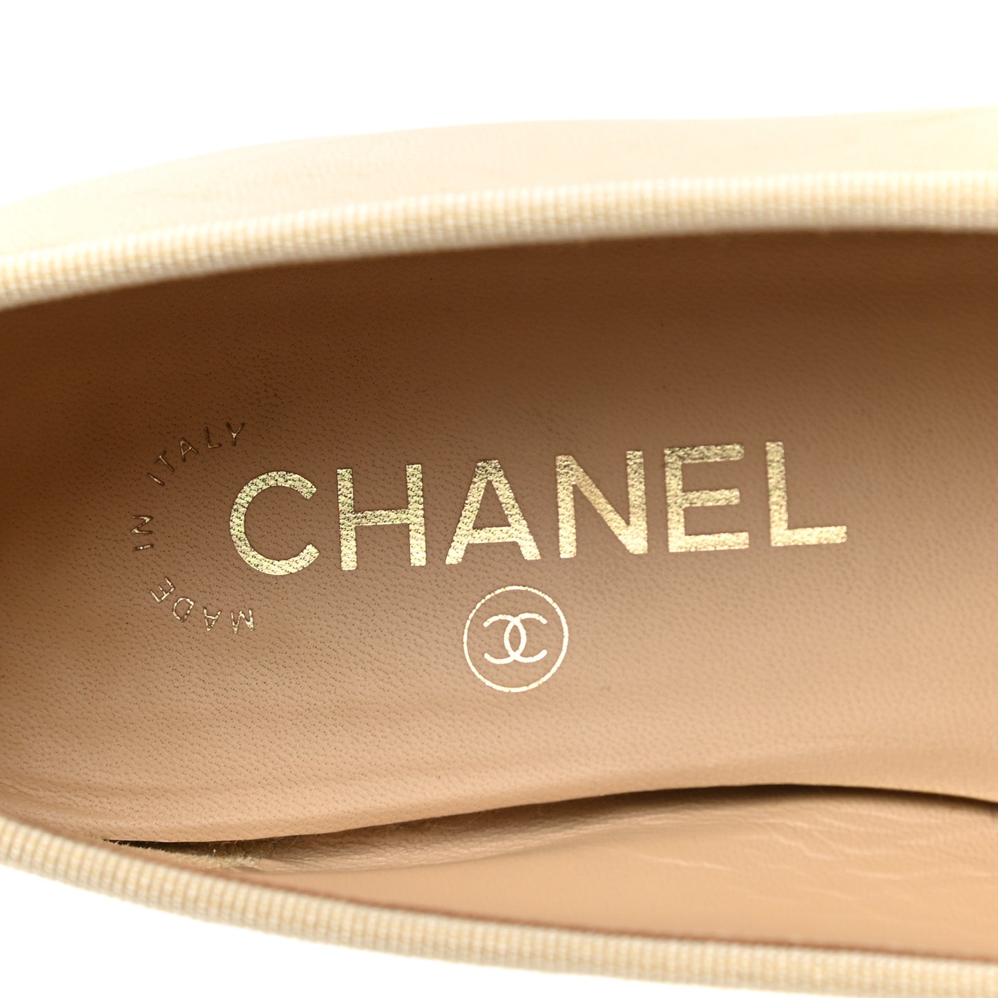 Lambskin Cap Toe CC Ballerina Flats 38.5 Beige Black