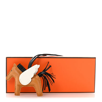 Hermes Milo Lambskin Grigri Rodeo Pegase Horse Bag Charm PM Chai Black Nata 5 of 5