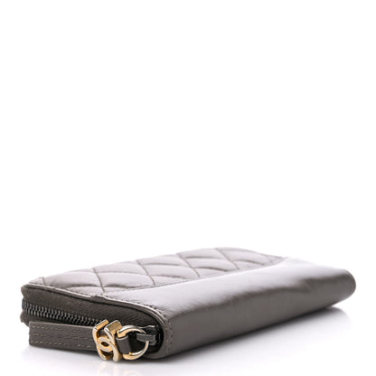 Chanel Aged Calfskin Quilted Small Gabrielle Zip Around Wallet Khaki 4 of 12
