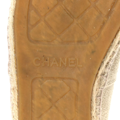 Chanel Toile Sequin CC Espadrilles 38 Beige Black 6 of 10