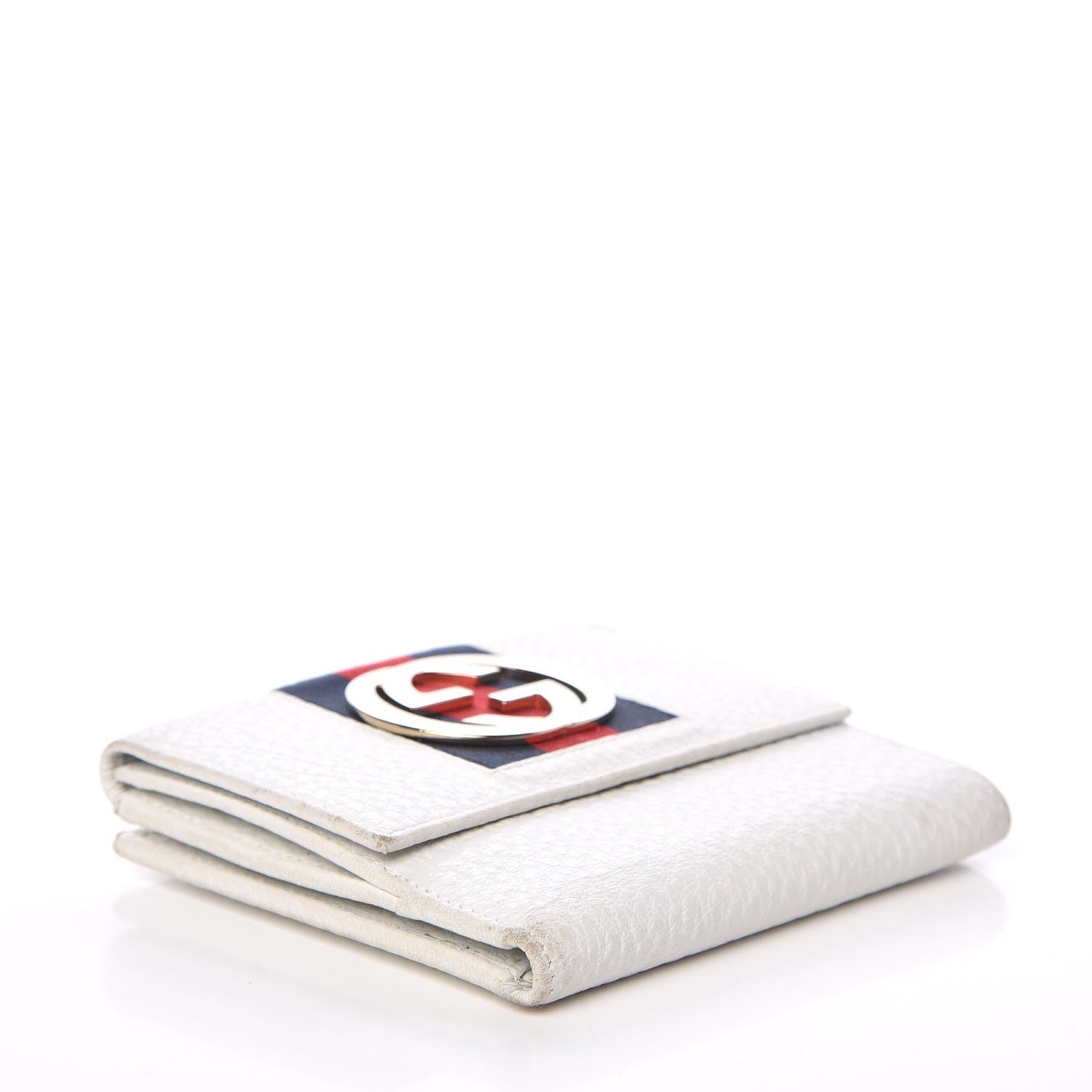 Gucci Pebbled Calfskin Web French Flap Wallet White 4 of 10