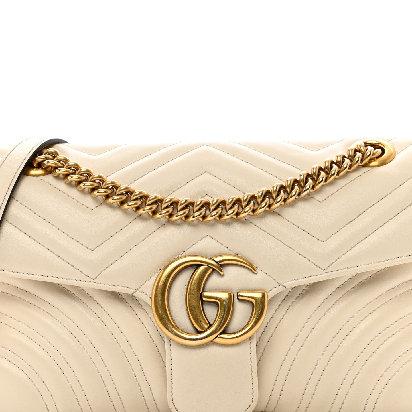 Calfskin Matelasse Small GG Marmont Shoulder Bag White
