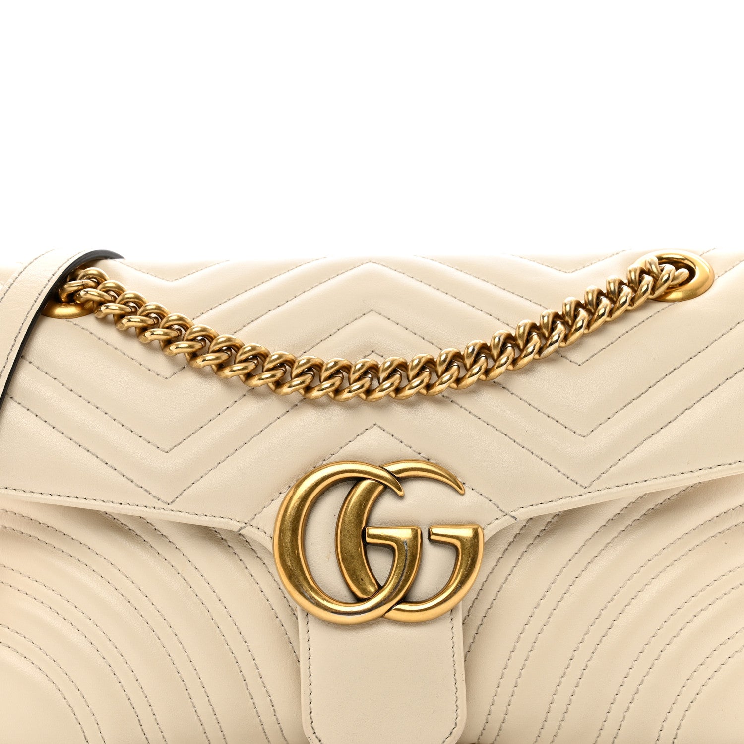 Gucci Calfskin Matelasse Small GG Marmont Shoulder Bag White 8 of 12