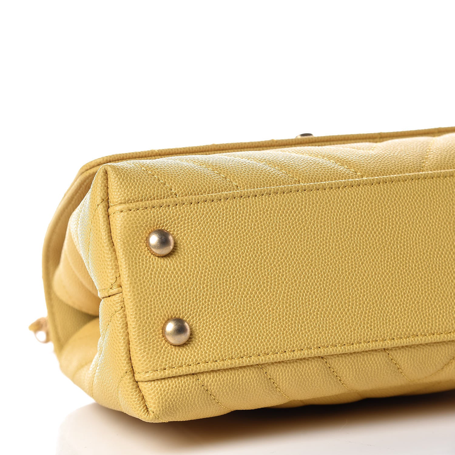 Chanel Caviar Chevron Quilted Mini Coco Handle Flap Yellow 12 of 14