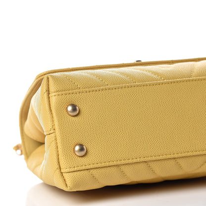 Chanel Caviar Chevron Quilted Mini Coco Handle Flap Yellow 12 of 14