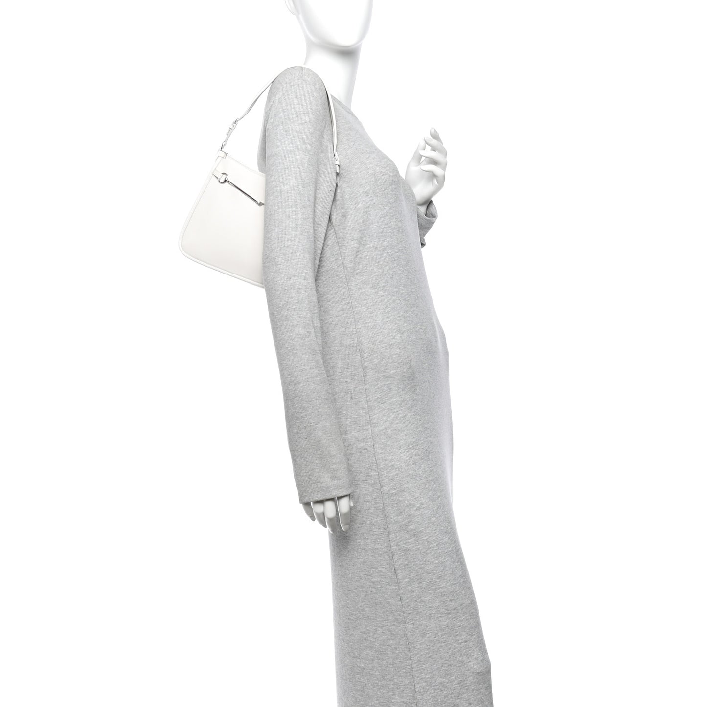 Calfskin Horsebit Slim Shoulder Bag White