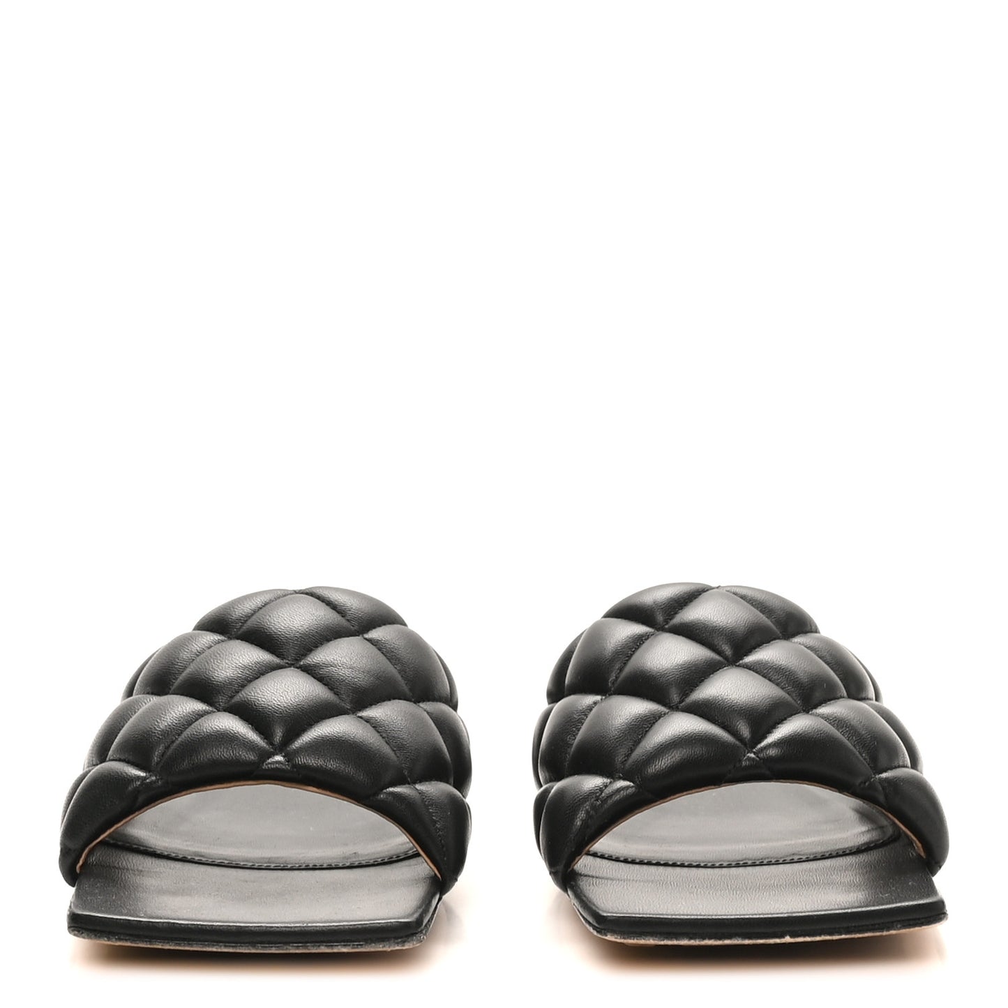 Nappa Matelasse Padded Flat Sandals 38.5 Black