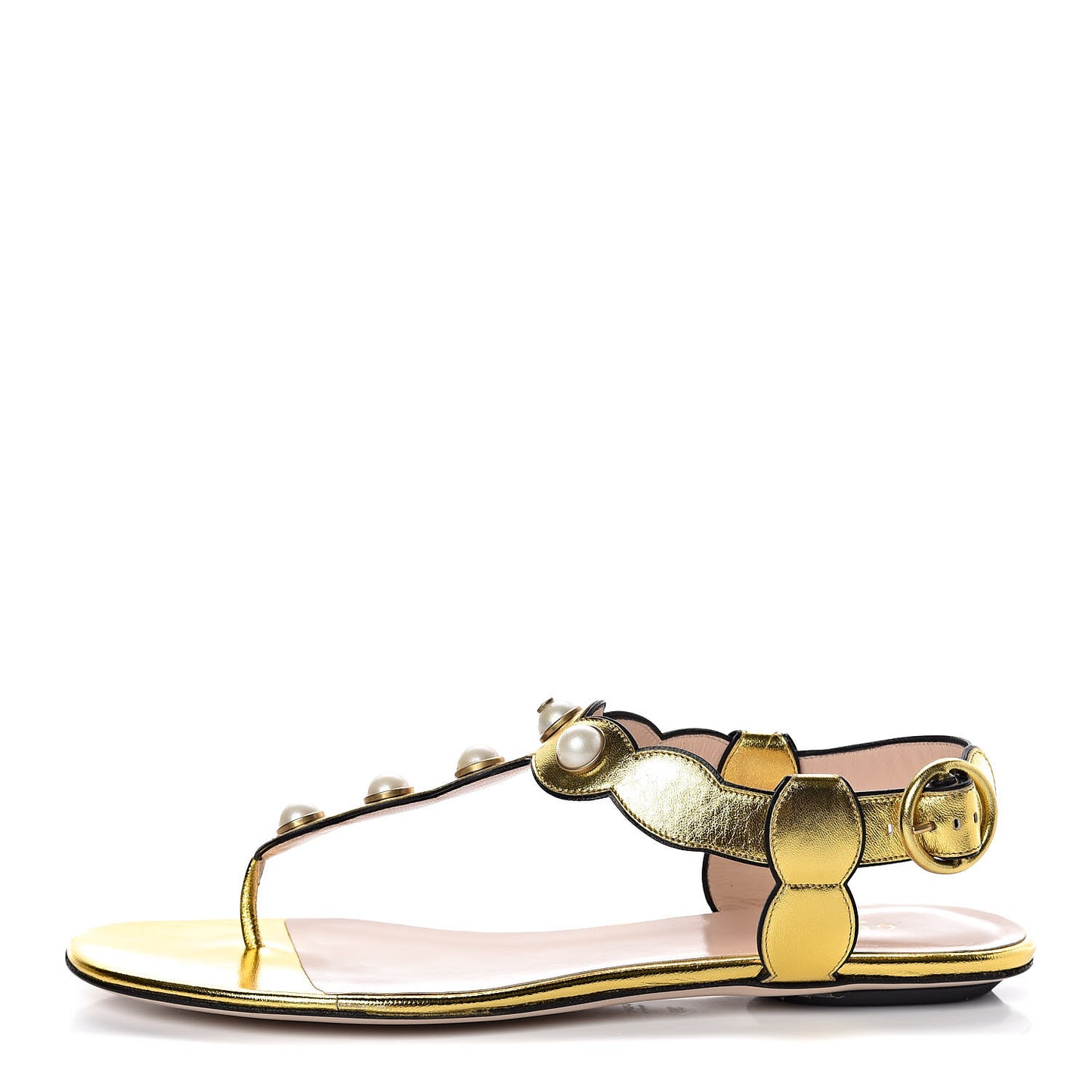 Metallic Nappa Willow Pearl Thong Sandals 39.5 Gold
