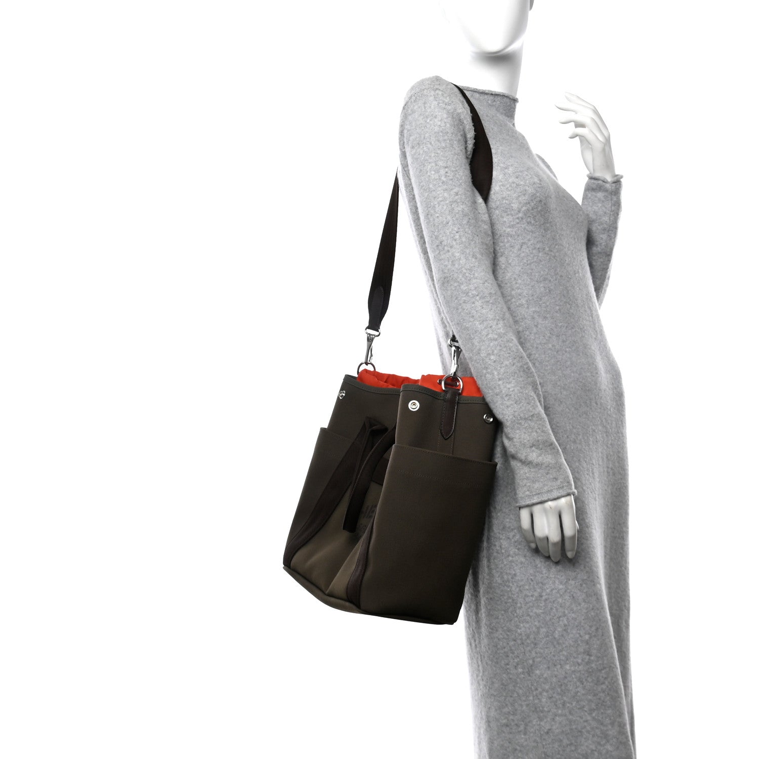 Hermes Toile Sac De Pansage Groom Kaki Feu 2 of 12