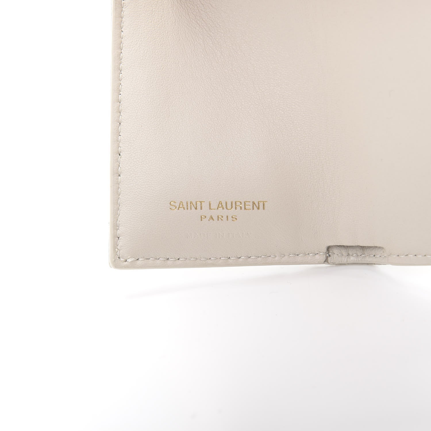 Saint Laurent Grain De Poudre Matelasse Chevron Monogram Tiny Wallet Soft Cream 6 of 8