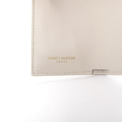 Saint Laurent Grain De Poudre Matelasse Chevron Monogram Tiny Wallet Soft Cream 6 of 8