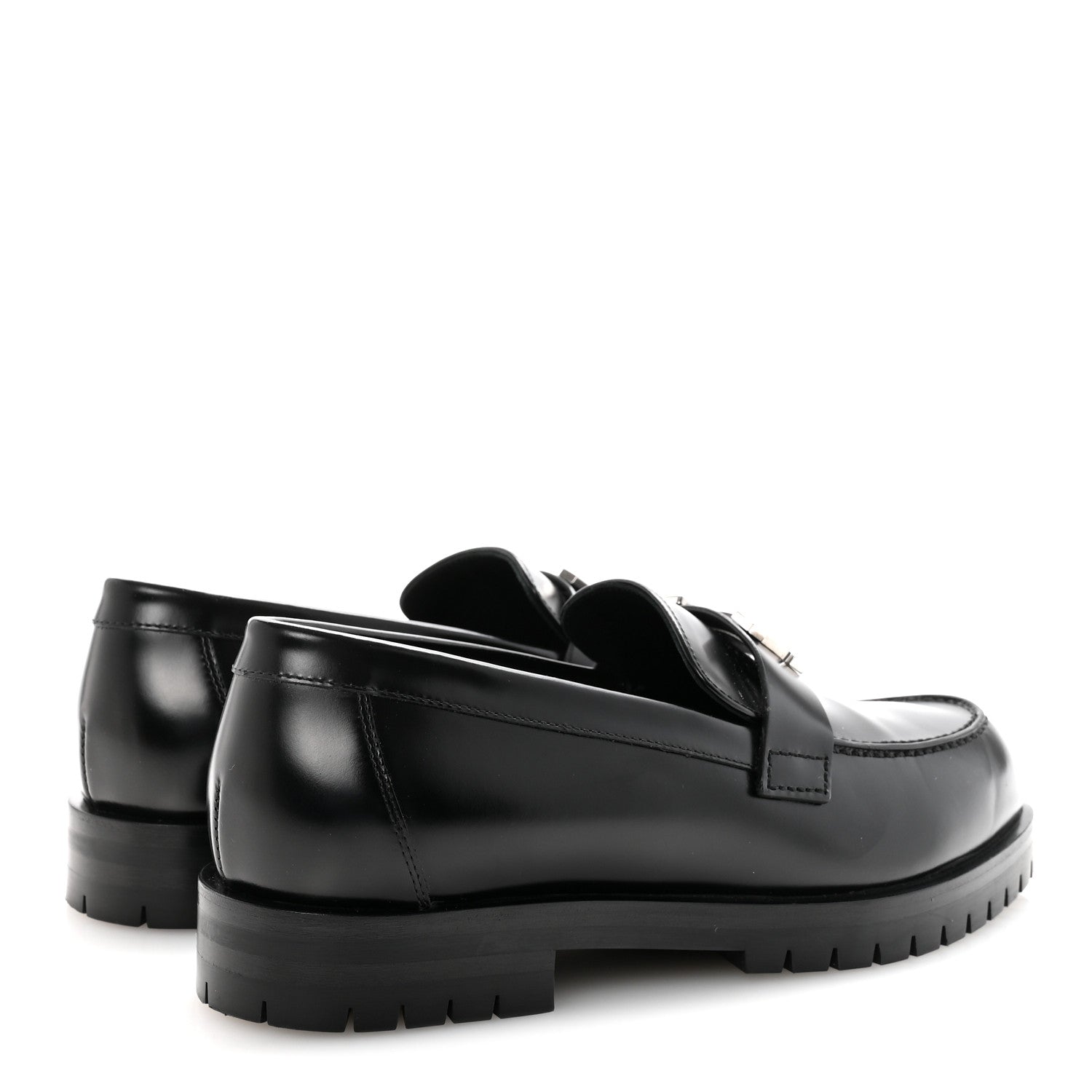 Hermes Glazed Calfskin Womens Faubourg Loafers 37 Black 5 of 9