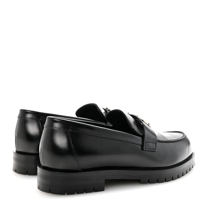 Hermes Glazed Calfskin Womens Faubourg Loafers 37 Black 5 of 9