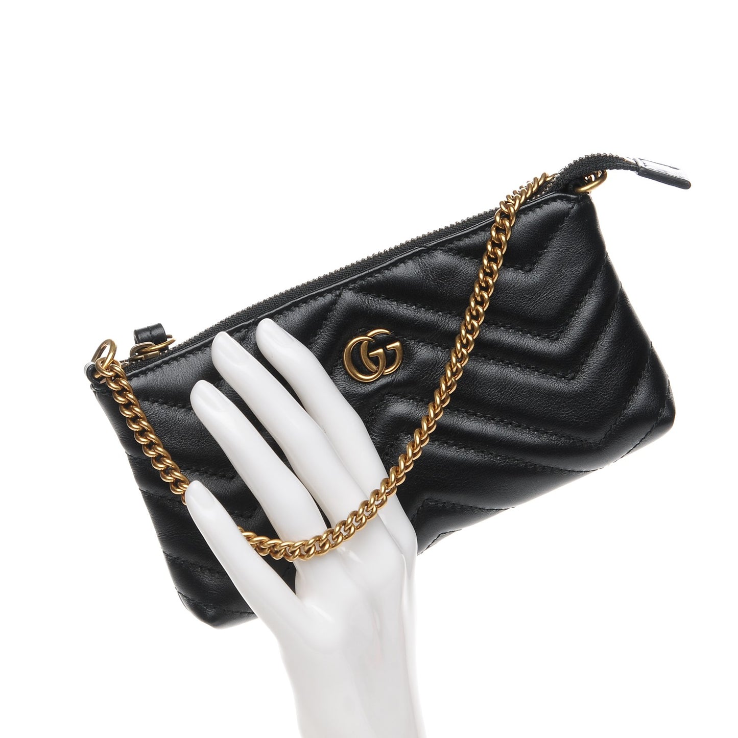 Calfskin Matelasse Mini GG Marmont Chain Bag Black