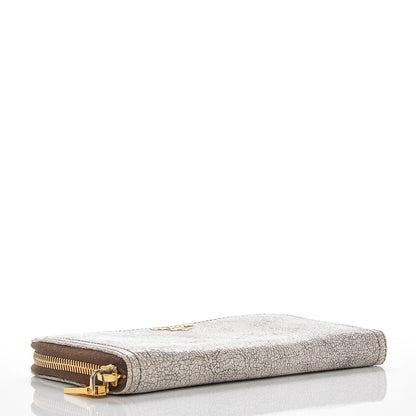 Prada Craquele Zip Around Wallet Talco 4 of 7