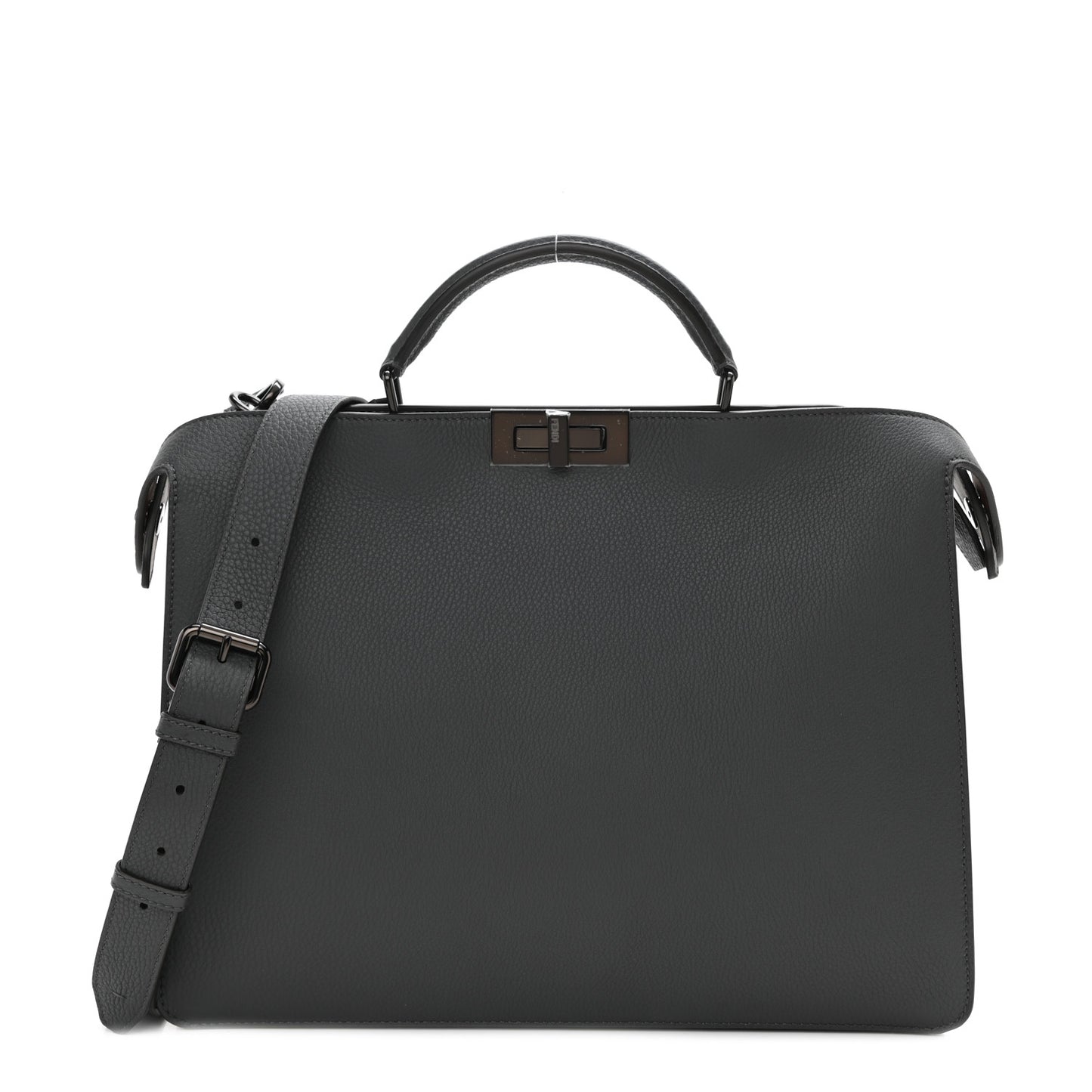 Cuoio Romano Vitello Cover Glazed Fabric Bi-Color FF 1974 Medium Peekaboo I SEE U Satchel Asfalto Praline Tobacco Moro