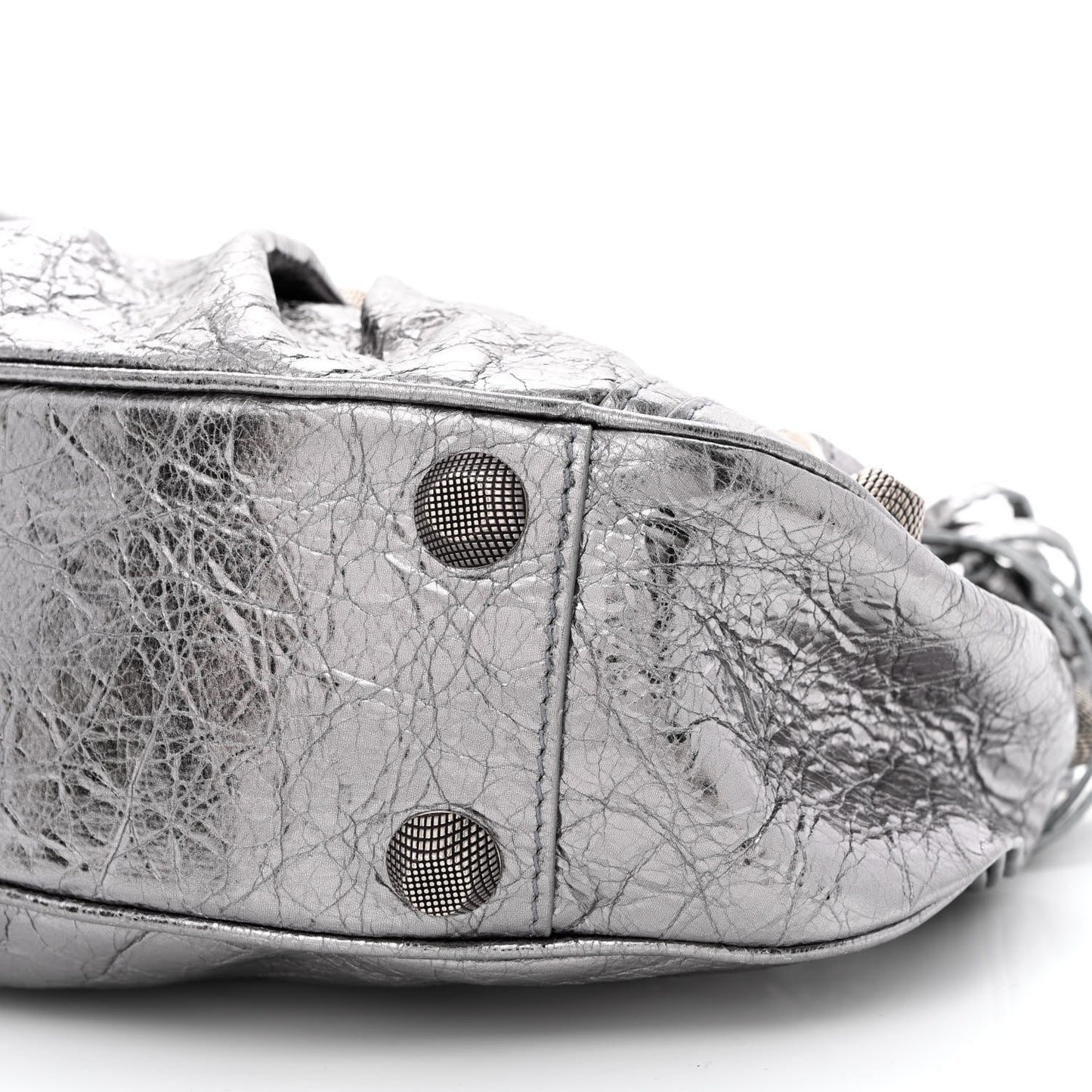 Metallic Agneau Arena Small Le Cagole Shoulder Bag Silver
