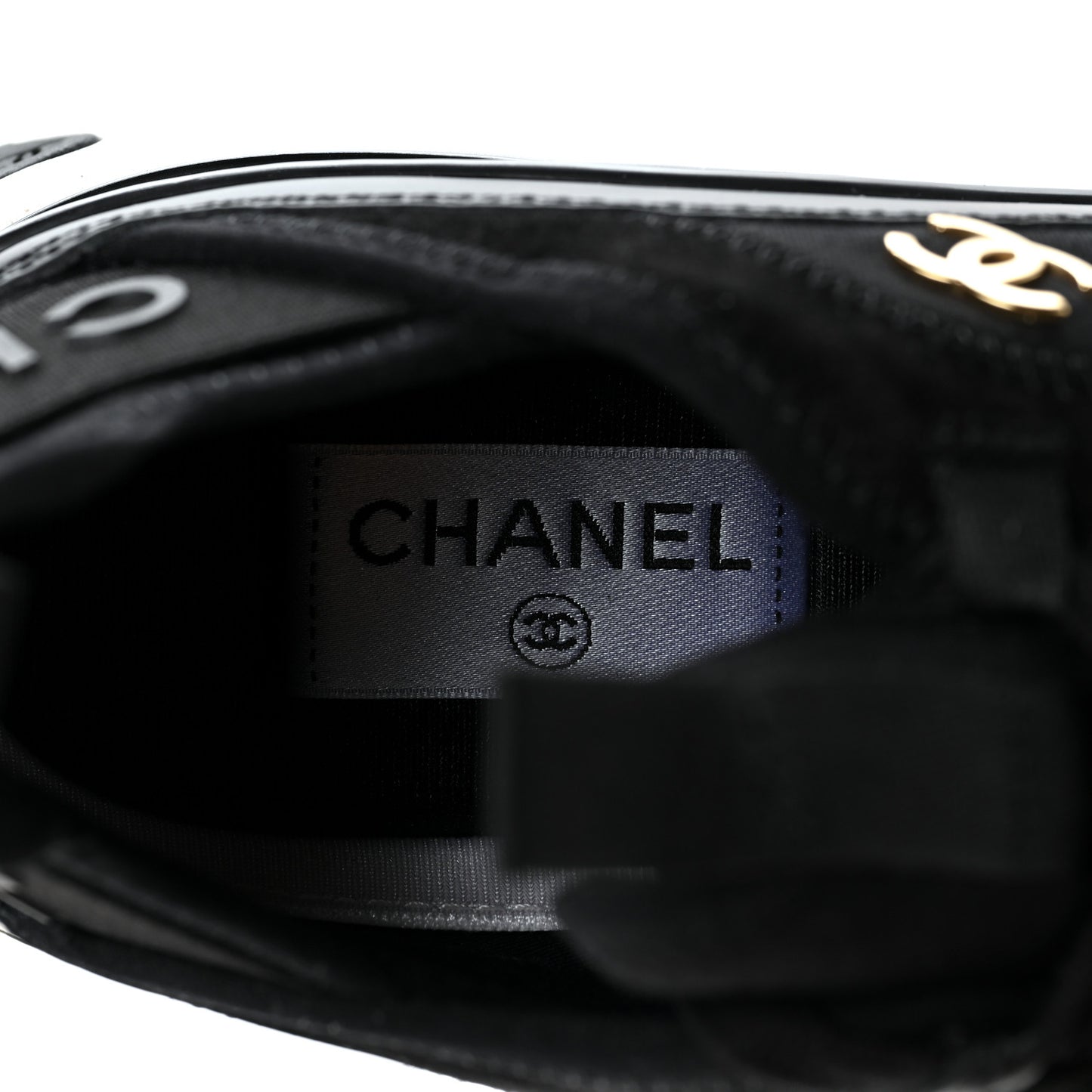 Velvet Calfskin Mixed Fibers CC Sneakers 37.5 Black